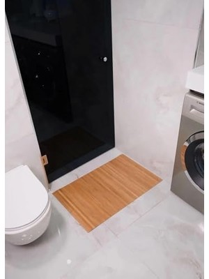 Kaydırmaz Tabanlı Bambu Banyo Paspası – 70X45 cm Doğal Ahşap Bambu Mat, Suya Dayanıklı, Kaymaz Paspas, Dekoratif ve Hijyenik Zemin Kaplama