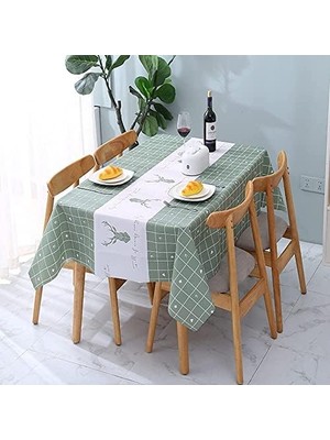 137 * 137 Elk Masa ÖRTÜSÜ,%100 Pvc Su Geçirmez ve Yağa Dayanıklı Dikdörtgen Masa Örtüsü, Silinebilir Masa Kapağı, Iç ve Dış Mekan Kullanımı Için Uygun (Yeşil-Elk)