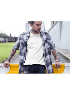 Beruflic Erkek Bisiklet Yaka Baskılı Oversize T-Shirt - Beyaz