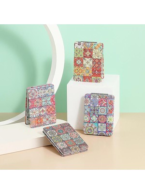 Promosyonca Dekoratif Mozaik Desenli Cep Aynası, Dikdörtgen, Renkli