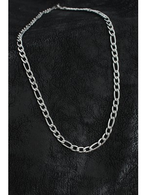 Pazarcan 316L Çelik Kalın Figaro Zincir Model Gümüş Renk Erkek Kolye