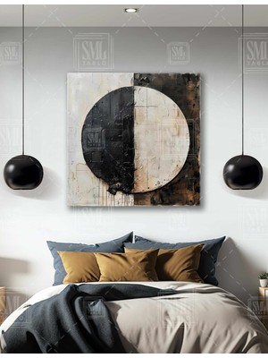 SML Tablo Yin And Yang Siyah Beyaz Iyi ve Kötü Yingyang Iyiğin Içindeki Kötülük Kare Kanvas Tablo