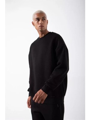 Beruflic Unisex Biskilet Yaka Üç Iplik Sweatshirt - Siyah