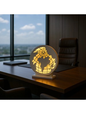 Evode Design Dünya Haritası Figürlü LED Dekoratif Obje