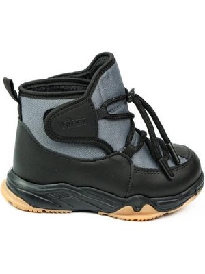 Vicco Sıyah Çocuk Bot Suni Deri Lastik Bağcık Özellikli Rahat Taban 27 Numaralı