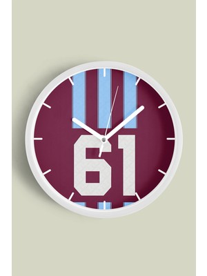 JHAAR Taraftar Temalı Dekoratif Duvar Saati – Modern Tasarım - 25cm - Önü Camlı Beyaz Kasa