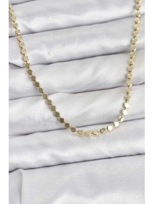 Pazarcan 316L Çelik Zincir Gold Renk Ezme Zincir Model 45 cm Kadın Kolye