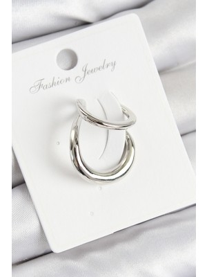 Pazarcan Pirinç Halka Model Gümüş Renk Sağ Kıkırdak Küpe