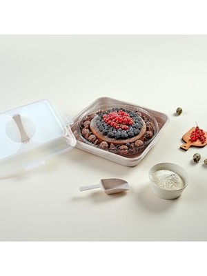 Kek Taşıma Kabı, Bpa Içermeyen Plastik, Saplı ve Kilitli Kek Fanusu, Taşınabilir ve Güvenli Saklama Çözümü (Kare)