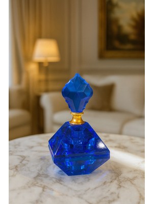 Dekoratif Kristal Parfüm Şişesi - Mavi - 18 cm
