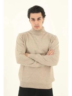 Beruflic Erkek Yarım Balıkçı Yaka Triko Kazak - Bej