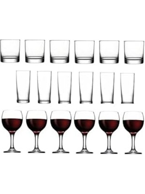 18 Parça Istanbul Viski Rakı ve Şarap Bardağı Seti