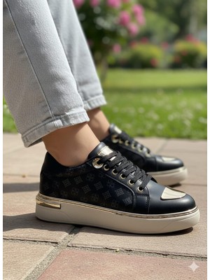 Lamiashoes Bayan Cilt Bağcıklı Spor Ayakkabı