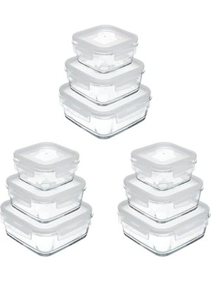 Fresco 3'lü Saklama Kabı Seti, Cam, 1150 cc 3lü Paket