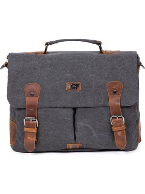 Necati Çanta 15,6 Inç Laptop Bölmeli Su Geçirmez Kanvas Evrak ve Omuz Çantası