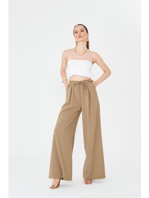 La Pante Bel Lastikli Bağcıklı Bol Paça Pantolon