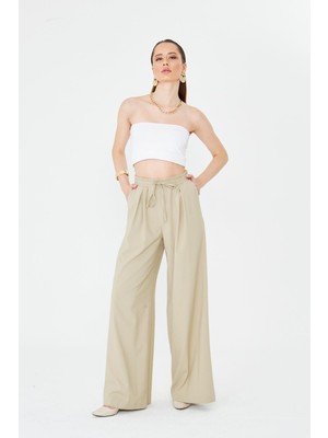 La Pante Bel Lastikli Bağcıklı Bol Paça Pantolon