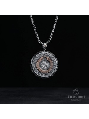 Design Ottoman Kuyumculuk Koruma Dualı Gümüş Madalyon Kolye