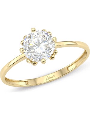 Lilarote On Iki Tırnaklı Tektaş Altın Yüzük