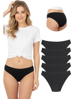 New Lilla 1001 Kadın 5'lı Slip Külot %95 Pamuklu Rahat Tasarım Siyah XL Beden
