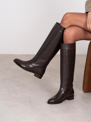 Ece'nin Butiği Yulissa Kahve Hakiki Deri Kadın Çizme