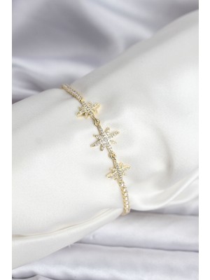 Ayder Timya Kutup Yıldızı Model Zirkon Taşlı Gold Renk Su Yolu Kadın Bileklik (Timya/1395) 195717