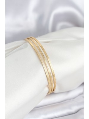 Ayder Timya 316L Çelik Gold Renk Simli Model Ajda 65 mm Kadın Bileklik (Timya/1395) 194834