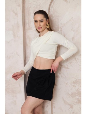 La Pante Yan Pileli Şort Etek