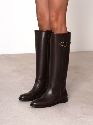 Ece'nin Butiği Morena Kahve Hakiki Deri Kadın Çizme