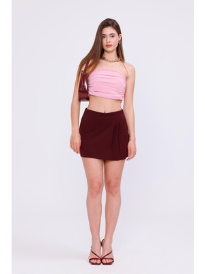 La Pante Yan Pileli Şort Etek
