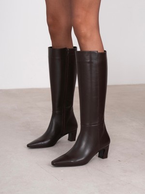 Ece'nin Butiği Romy Kahve Hakiki Deri Kadın Çizme