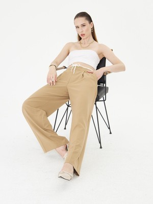 La Pante Bol Paça Bağcıklı Siyah Pantolon