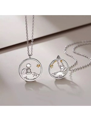 Herşey Nota Little Prince Küçük Prens ve Tilki Best Friends Dostluk Sembolü Ikili Kolye