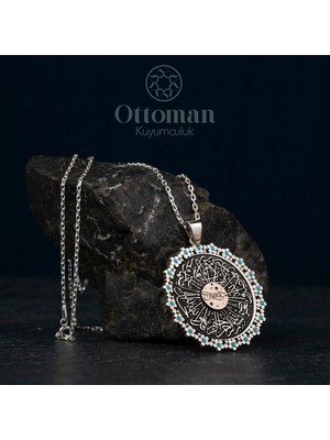 Design Ottoman Kuyumculuk Nazar Ayeti Yazılı Gümüş Kadın Kolye