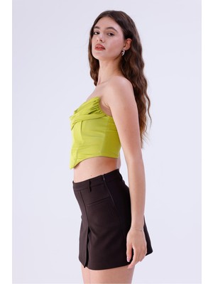 La Pante Mini Kahverengi Kadın Şort Etek