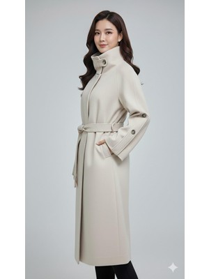 La Pante Önden Kusaklı Düğmeli Kaban