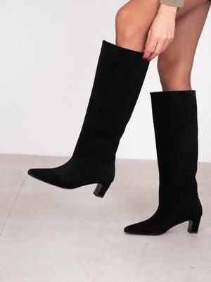 Ece'nin Butiği Fayola Siyah Süet Hakiki Deri Kadın Çizme