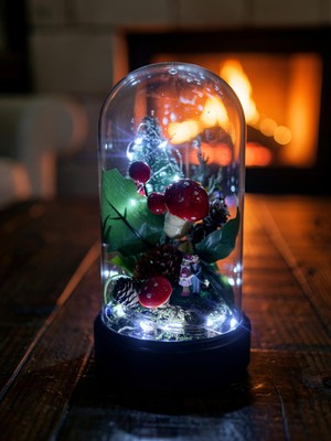 Florivya Design Işıklı Fanus Içinde Masalsı Orman Figürlü El Yapımı Dekoratif Gece Lambası