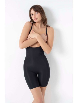 Beruflic Kadın Mikro Kumaş Göğüs Altı Yapıştırma Paçaları Silikon Bantlı Altı Açık Paçalı Sıkı Badi Korse