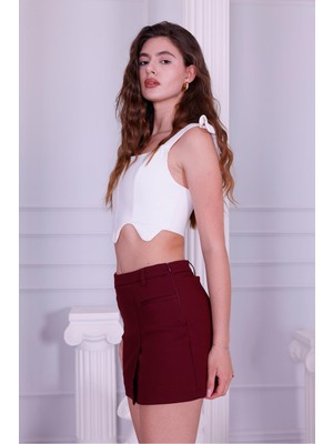 La Pante Kadın Beyaz Şort Etek