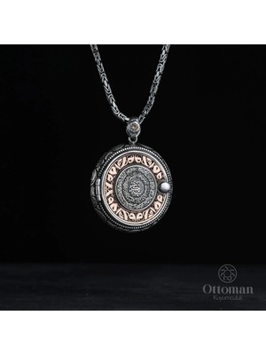Design Ottoman Kuyumculuk Kapaklı Koruma Dualı Gümüş Madalyon Kolye