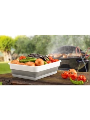 Katlanabilir Dikdörtgen Bulaşık Sepeti, 4 Litre Çok Amaçlı Katlanabilir Dikdörtgen Sepet, Katlanır Bulaşık ve Çamaşır Sepeti 20CM*27CM*8CM