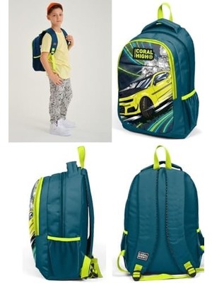 Nefti/sarı Araba Ilkokul ve Ortaokul Sırt Çantası Üç Bölmeli Erkek Çocuk