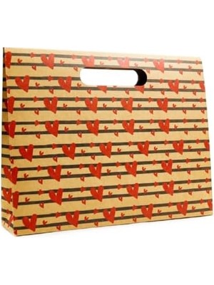 38X30 Kalp Harmanı Zarf Model Karton Çanta, Hediye Kutusu