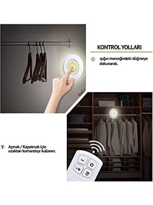 Uzaktan Kumandalı Yapışkanlı 3'lü LED Spot Lamba