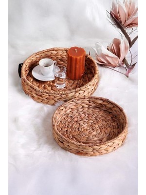 2'li El Yapımı ve Hasır Yuvarlak Tepsi Seti, 2'li Hasır Yuvarlak Sepet Seti