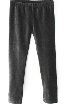 DobaKids Fitilli Kız Çocuk Kadife Tayt Antrasit Renk Kadife Okul Taytı 2-9 Yaş