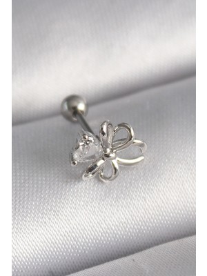Ayder Timya 316L Çelik Gümüş Renk Zirkon Taş Detay Kurdele Model Tragus Piercing (Timya/1395) 205478