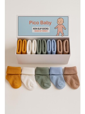 Pico Baby Organik Pamuk Unisex 5'li Kutulu Premium Yeni Doğan Bebek & Çocuk Çorabı