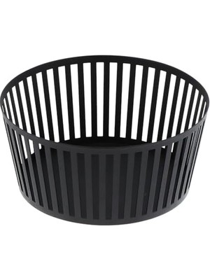 3812 Tower Derin Meyve Sepeti, Siyah, Çelik, Minimalist, 21,5 x 21,5 x 10 cm